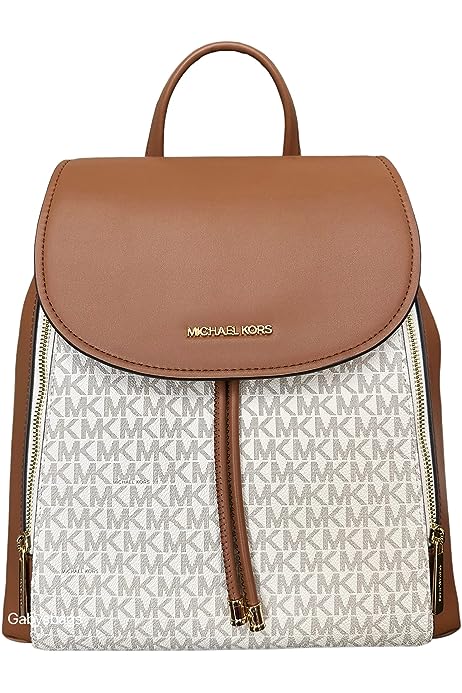 Phoebe Medium Zip Pocket Backpack Vanilla MK Signature