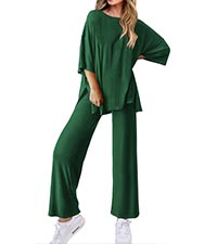 two piece outfits cozy sets oversized short sleeve lounge sets for women 2 piece wide leg pants sets