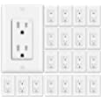 [20 Pack] BESTTEN 15A Tamper Resistant Decor Receptacle, Standard Electrical Wall Outlet, Residential and Commercial Use, UL Listed, White