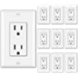 [10 Pack] BESTTEN 15 Amp Decor Receptacle Outlet for Residential and Commerical Use, 15A/125V/1875W, Decorative Wallplate Included, UL/cUL Listed, White