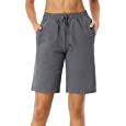 SEVEGO Women&#39;s 10&quot; Inseam Bermuda Shorts with Pockets Cotton Lounge Shorts Sweat Walking Athletic Shorts, Zipped Pockets, Deep Grey XXL