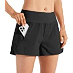 Willit Women&#39;s 3.5&quot; Quick Dry Shorts Athletic Running Hiking Shorts Lightweight Zip Pockets Black L