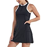 Willit Women&#39;s Tennis Dress Sleeveless Golf Dress with Inner Shorts 4 Pockets Balck L