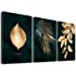 Sdmikeflax 3 Piece Modern Gold Botanical Wall Art for Bathrooms Living Room Bedroom Wall Decor Green Plant Canvas Printed Pic