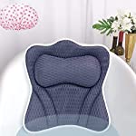 Bath Pillow for Tub, CielClair Bathtub Pillow Headrest, Ultra Thick Ergonomic Spa Pillow with Neck Shoulder Back Support, 4D Air Mesh Bathtub Cushion with 6 Non-Slip Suction Cups for Soaking Tub, Navy