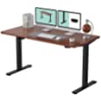 Flexispot EC1 55 x 28 Inches Electric Stand Up Desk Workstation, Whole-Piece Desk Board Home Office Computer Standing Table Height Adjustable Desk (EC1 Classic Black Frame + 55&quot; Mahogany Top)
