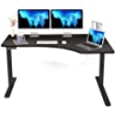 FLEXISPOT EF1L 55 Inch L Shaped Computer Desk Corner Desk Electric Stand Up Desk with Memory Controller Standing Desk Height Adjustable Desk with Splice Board Gaming Desk (Black Frame + Black Desktop)
