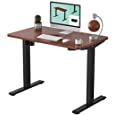 FLEXISPOT EC1 Electric Standing Desk Adjustable Height Small Desk Heavy Duty Steel Stand Up Desk (EC1 Classic 42x24 Black Frame+Mahogany Top)