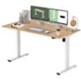 Flexispot EG1 Electric Standing Desk, Height Adjustable Desk Sit Stand Up Desk with Splice Board Home Office Desks 55 x 28 Inches Vici (White Frame + Maple Top)
