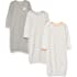 Amazon Essentials Unisex Babies' Cotton Sleeper Gowns, Pack of 3