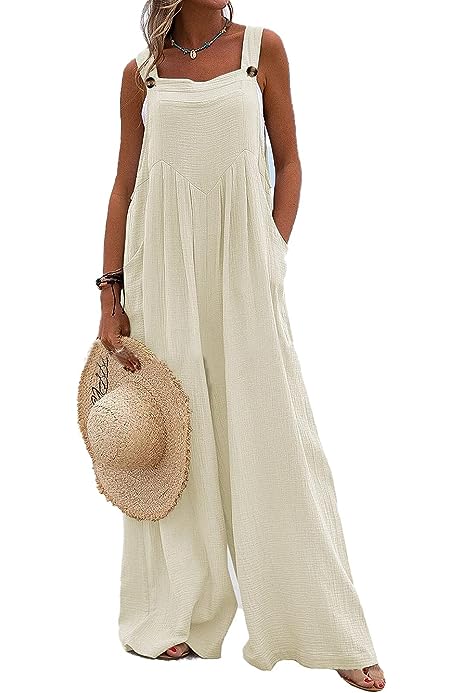Wide Leg Jumpsuits for Women Casual Baggy Long Bib Beach Loose Overalls Jumpsuits
