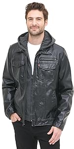  Buffed Cow Faux Leather Hooded Racer