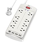 Power Strip , Tcstei Surge Protector with 8 Outlets and 4 USB Ports( 1 USB C Outlet), 6 Feet Extension Cord (1875W/15A), 2700 Joules, ETL Listed, Grey