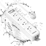 TESSAN Outdoor Power Strip Weatherproof with 4 AC Outlets and 2 USB Ports, Waterproof Surge Protector, 6 Feet Extension Cord with Multiple Outlets, for Bathroom, Kitchen, Camping Accessories, White