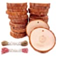 Unfinished Natural Wood Slices 30 Pcs 2.4&quot;-2.8&quot; Inch Wood coaster pieces Craft Wood kit Predrilled with Hole Wooden Circles Great for Arts and Crafts Christmas Ornaments DIY Crafts Rustic Wedding Orna