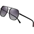 Paukis Polarized Black Aviator Sunglasses for Men Gradient Lens, Oversized Square Aviator Sunglasses for Men, Pilot Glasses UV400 Protection - Black Frame/Gradient Grey Lens