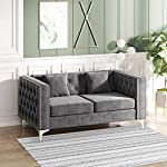 Mjkone Modern Loveseat Recliner with Deep Button Tufted Design, Couch for Bedroom, Bedroom Furniture for Small Living Room, Apartment and Small Space, Velvet Grey