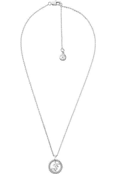 Women's Silver Tone Pendant Necklace With Crystal Accents