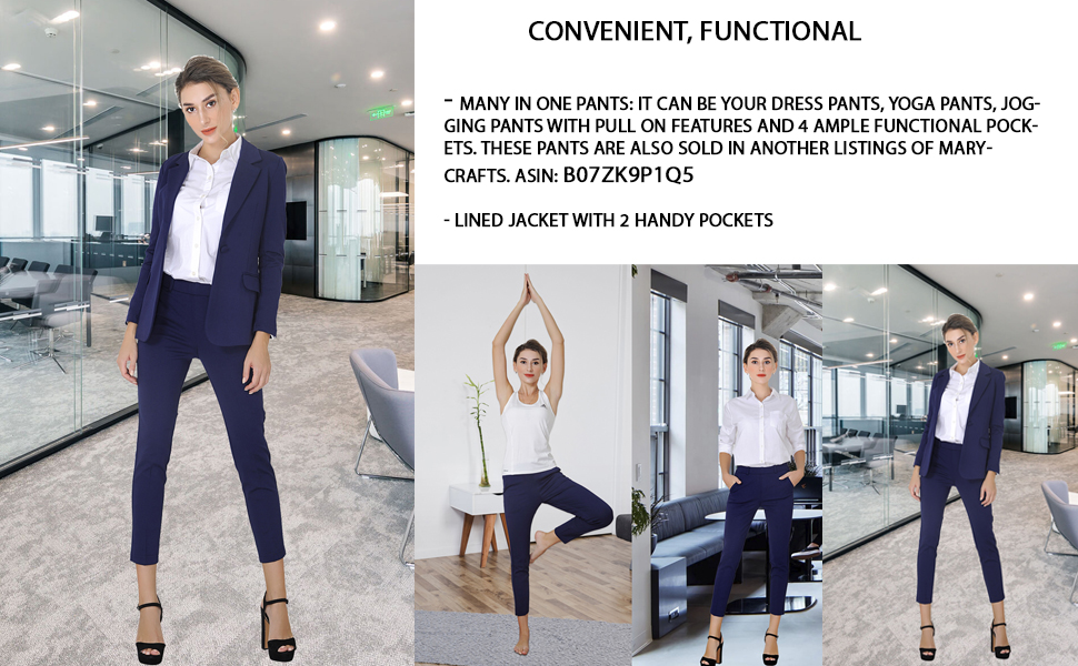 convenient functional business suit Marycrafts Women''s Business Blazer Jacket Pant Suit Set For Work