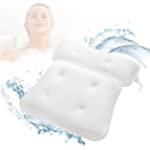 Bath Pillow for Tub, Breathable 3D Air Mesh Spa Pillow with 6 Non Slip Suction Cups, Perfect for Neck, Head, Shoulder and Back Support