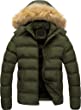 Pursky Men's Puffer Jacket Waterproof Winter Bubble Coats Ski Parka Fur Hooded