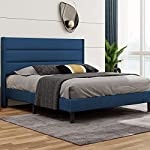 Ipormis Queen Bed Frame with Upholstered Wingback, Fabric Headboard Platform Bed, Mattress Foundation with Wood Slat Support, Easy Assembly, Noise-Free, Box Spring Optional, Navy Blue