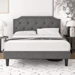 Einfach Full Bed Frame, Upholstered Platform Bed with Sturdy Wood Slat Support, No Box Spring Needed, Easy Assembly,Light Grey