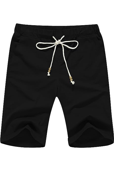 Men's Linen Casual Classic Fit Short, Black, X-Small