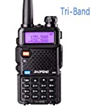 Baofeng UV-5III Ham Radio 5 Watt Tri-Band VHF, 1.25M, UHF Two Way Radio Includes Dual Band Antenna, 220 Antenna