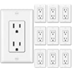 [10 Pack] BESTTEN 15 Amp Decor Receptacle Outlet for Residential and Commerical Use, 15A/125V/1875W, Decorative Wallplate Included, UL/cUL Listed, White