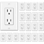 [20 Pack] BESTTEN 15 Amp Decorator Wall Receptacle Outlet, Non-Tamper-Resistant, Wallplate Included, 15A/125V/1875W, UL Listed, White