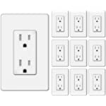 [10 Pack] BESTTEN 15 Amp Decorator Receptacle Outlet with Tamper Resistant, Screwless Wallplate Included, 110V/15A, for Commercial and Residential Use, UL Listed, White