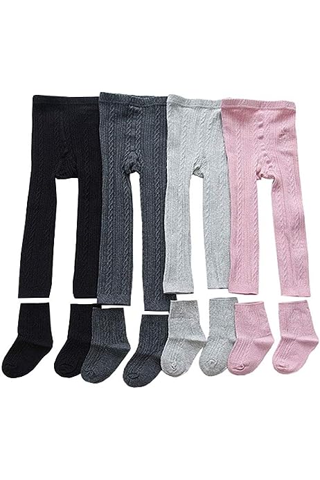 4 Pack Toddler Little Girls Leggings Pants & Socks Set Kids Cotton Stocking Kids Tights