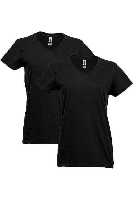Women's Heavy Cotton V-Neck T-Shirt, 2-Pack