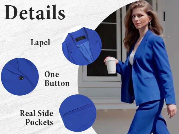 YUNCLOS womens suits set design details notched lapel single button