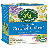 Traditional Medicinals Organic Cup of Calm Lavender Mint Herbal Tea, Calming & Relaxing, (Pack of 1) - 16 Tea Bags