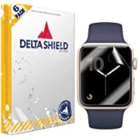 DeltaShield Screen Protector for Apple Watch (38mm Series 3, 2, 1 Compatible)(6-Pack) Anti-Bubble Military-Grade Clear TPU Fi