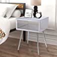 Knocbel Mirrored Nightstand with Storage Compartment, Bedside Sofa Side End Table with 4 Legs, 17.9&quot; W x 15.2&quot; D x 23.2&quot; H (Mirror)