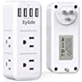 Multi Plug Outlet Extender USB, EyGde Power Strip with Rotating Plug, 6 Wall Outlet Widely Spaced and 4 USB Ports, 3-Sided Swivel Outlet Splitter with Surge Protector (1700J) for Bathroom, Traveling