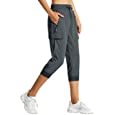 Libin Women&#39;s Cargo Capri Pants Hiking Cropped Pants Lightweight Quick Dry Joggers Athletic Workout Casual Outdoor Shorts, Steel Gray XXXL