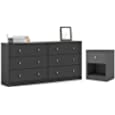 Home Square 2 Piece Dresser and Nightstand Bedroom Set in Gray