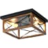 2-Lights Indoor Outdoor Flush Mount Ceiling Lamp Farmhouse Close to Ceiling Light Fixtures with Wood Texture Finish for Kitch