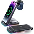 3 in 1 Wireless Charging Station, JOYROOM【Foldable &amp; Double Coil】 Foldable Wireless Charger Compatible with iPhone14/13 Series, Samsung Phones, Apple Watch Ultra/8/7/6/5, and Airpods Pro/2nd/3