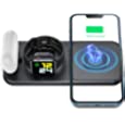 XICPU Portable and Foldable 3 in 1 Wireless Charging Station, Fast Wireless Charger Stand for Apple Watch iPhone AirPods Black