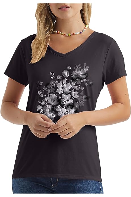 Women's Short Sleeve V-Neck Graphic T-Shirt
