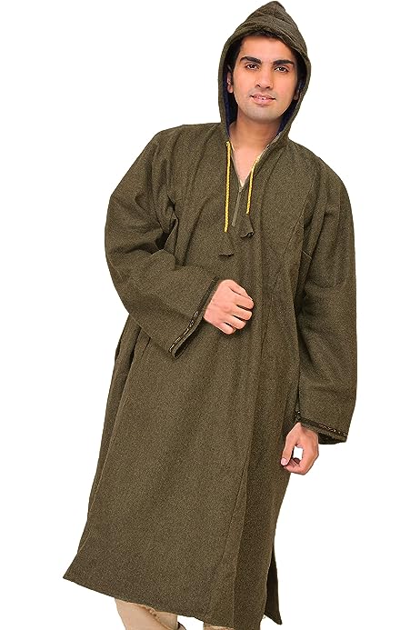 Phiran for Men from Kashmir with Hood - Pure Wool