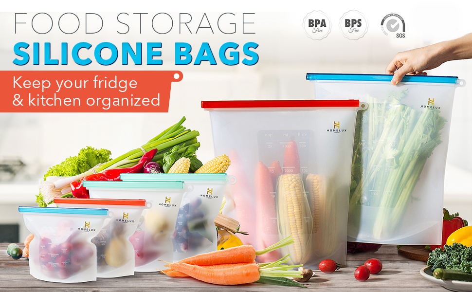 Homelux Theory Reusable Silicone Food Storage Bags Silicone Bags Reusable Bags Silicone Storage Bags