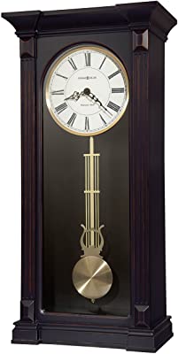 Howard Miller Mia Wall Clock 625-603 – Worn Black Home Decor with Quartz Single-Chime Movement