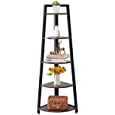 HUMMSE 5-Tier Corner Shelf | Vintage Shelf | A-Shaped Display Rack | Multipurpose Bookshelf | Tiered Plant Stand |Black Metal Frame Livingroom and Office Shelf | 49 inches