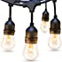 addlon 48 FT Outdoor String Lights Commercial Grade Weatherproof Strand Edison Vintage Bulbs 15 Hanging Sockets, UL Listed He